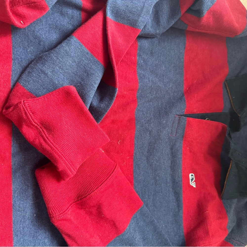 Vineyard Vines Kids Red and Blue Striped Shirt 16 youth rugby never worn but tag
